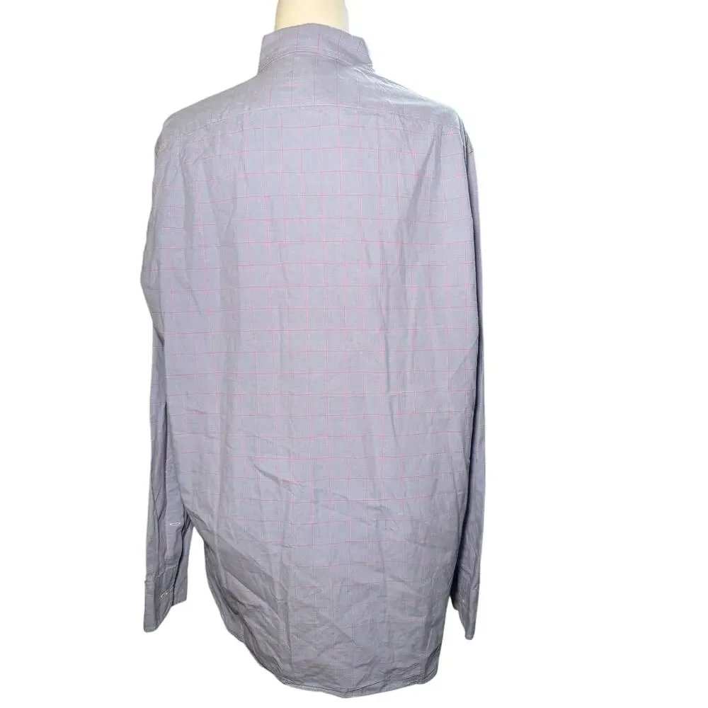 J.Crew Blue Red Plaid Check Button Down Long Sleeve Shirt, Cotton, Men's Large